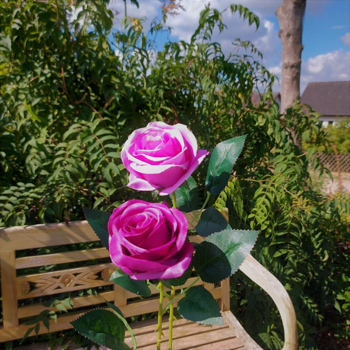 Kunst Rose, 55 cm, Ø 7 cm, antik-dunkelrosa