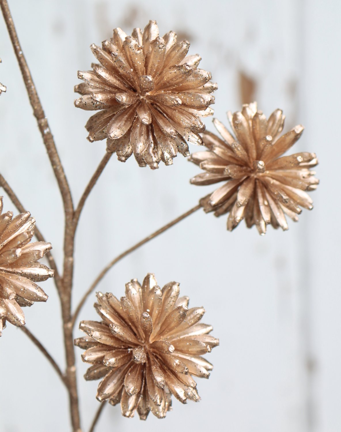 Faux decorative twig, 55 cm, champagne-camellia