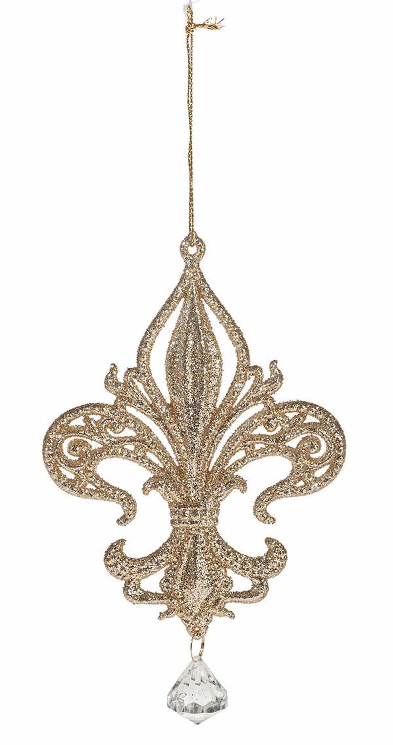 Deco ornament 'French lily' made of acrylic, 15 cm, champagne-camelie