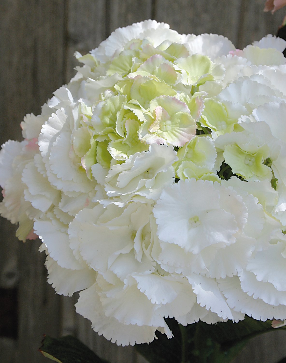 Künstliche Hortensie, 70 cm, weiß-grün