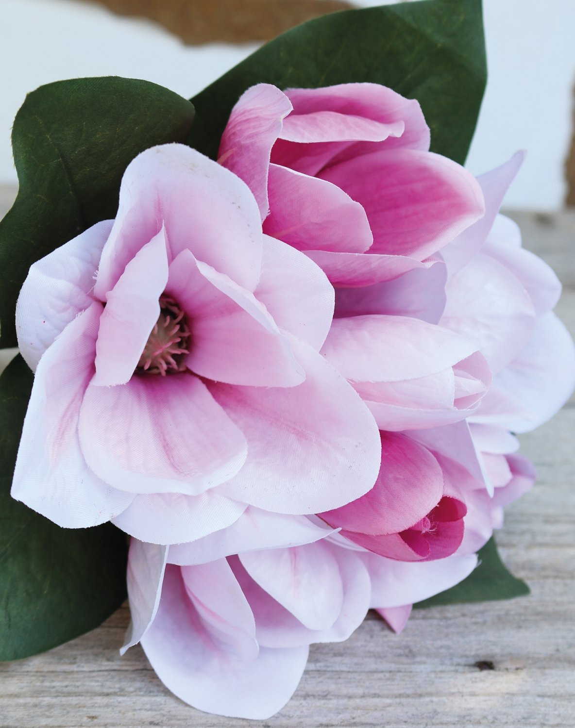 Künstlicher Magnolienbund, 7-fach, 31 cm, pink