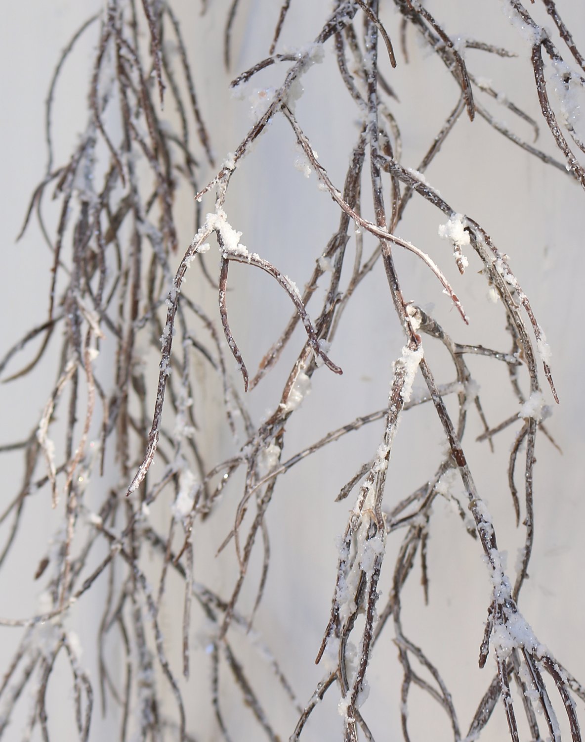 Künstlicher Dekozweig mit Schnee, 100 cm, frost-braun