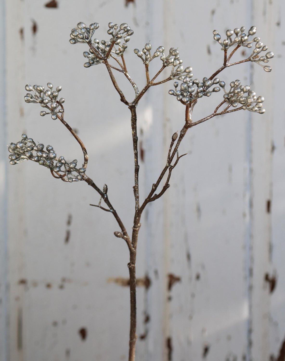 Faux berry stem, 41 cm, silver