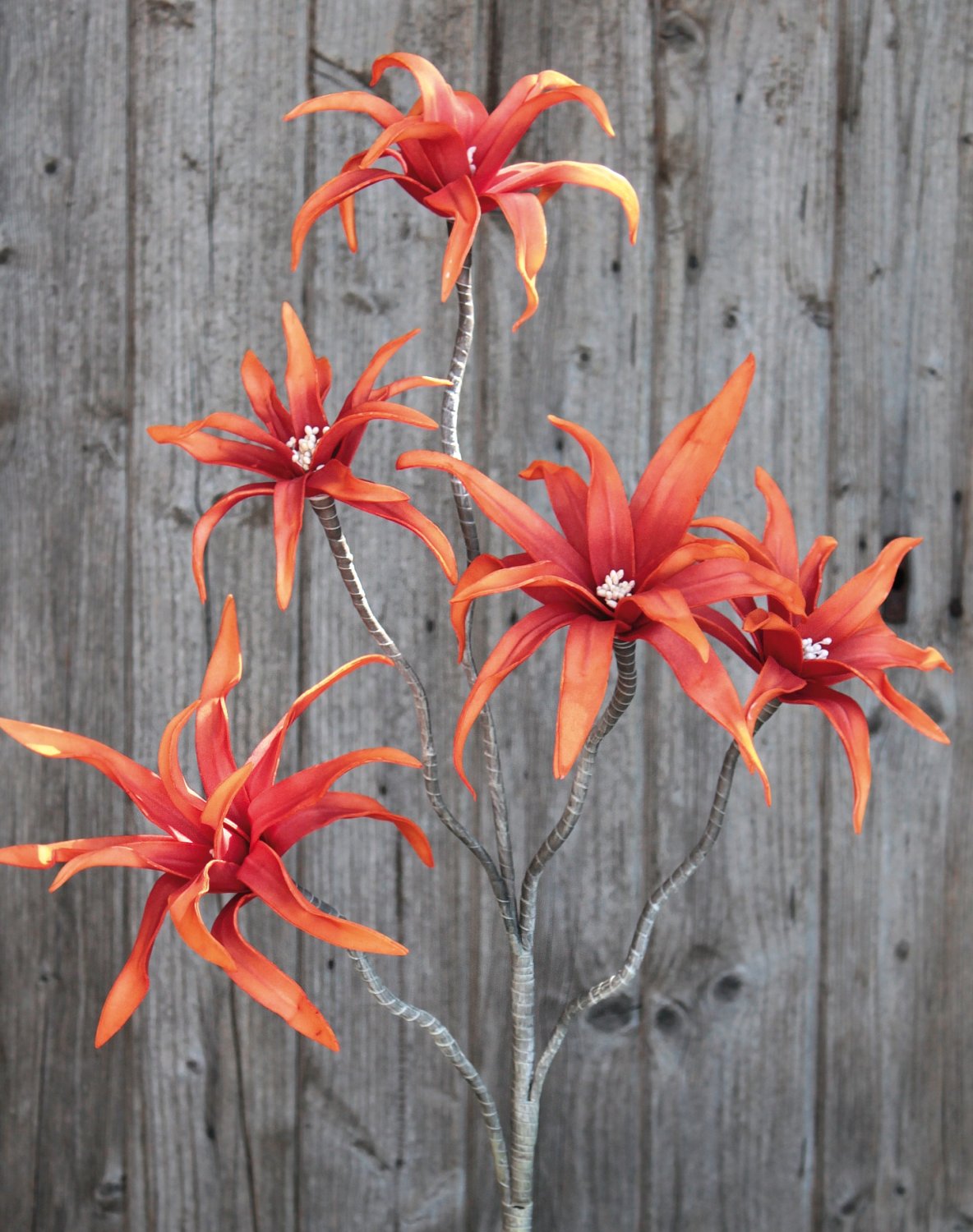 Artificial soft flower 'exotic', 5 flowers, 115 cm, orange