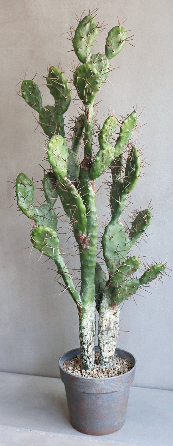 Artificial cactus prickly pear, potted, 100 cm, green