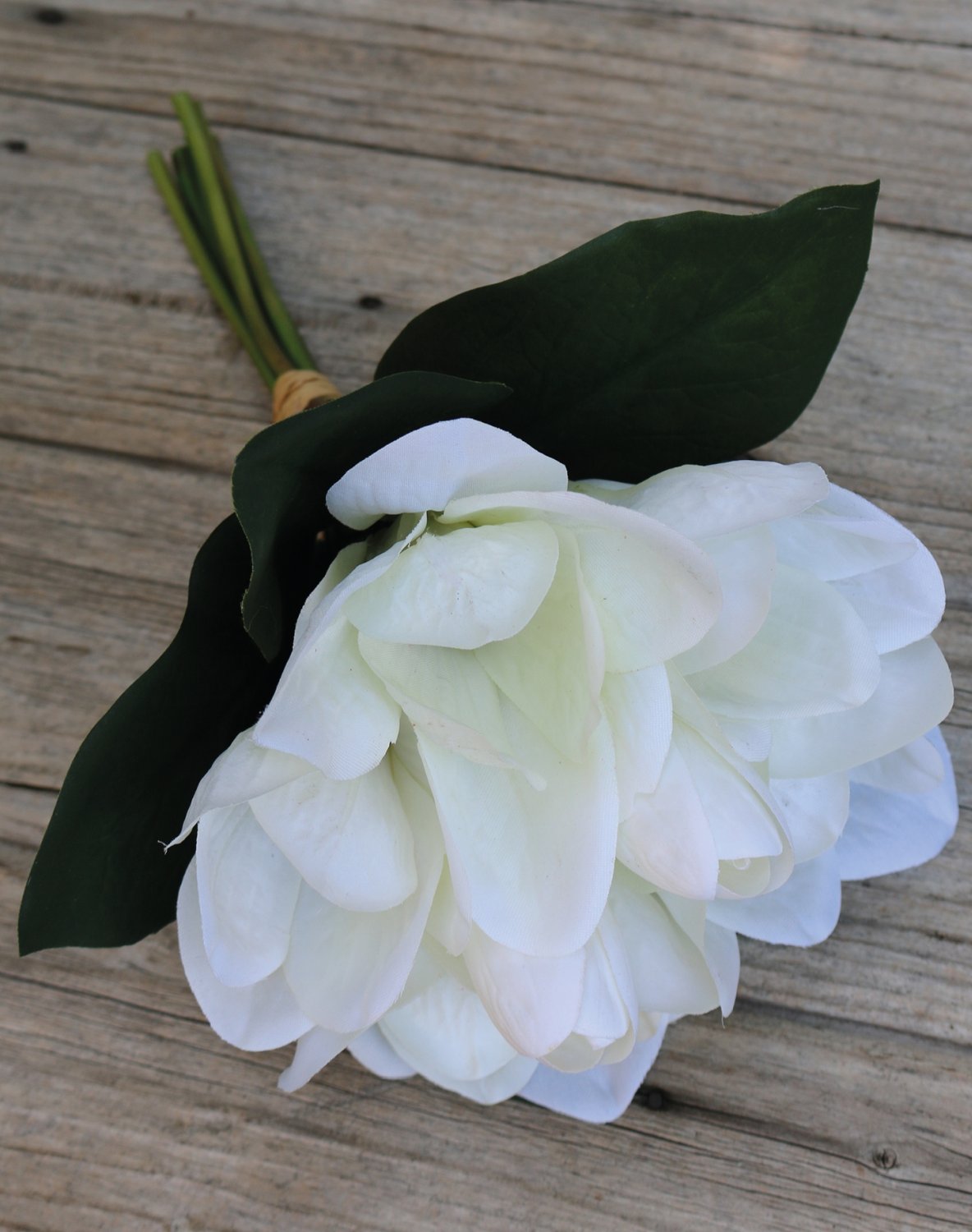 Mazzo di magnolia artificiale, 7 fiori, 31 cm, bianco-crema