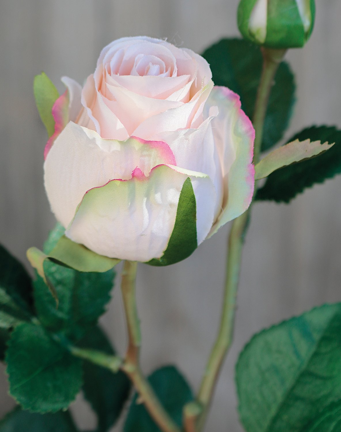 Künstliche Rose, 1 Blüte, 1 Knospe, 45 cm, antik-hellrosa