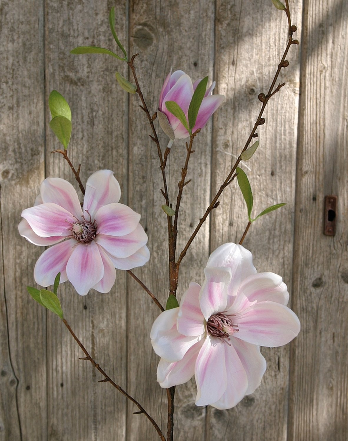 Artificial magnolia flower spray, 80 cm, pink