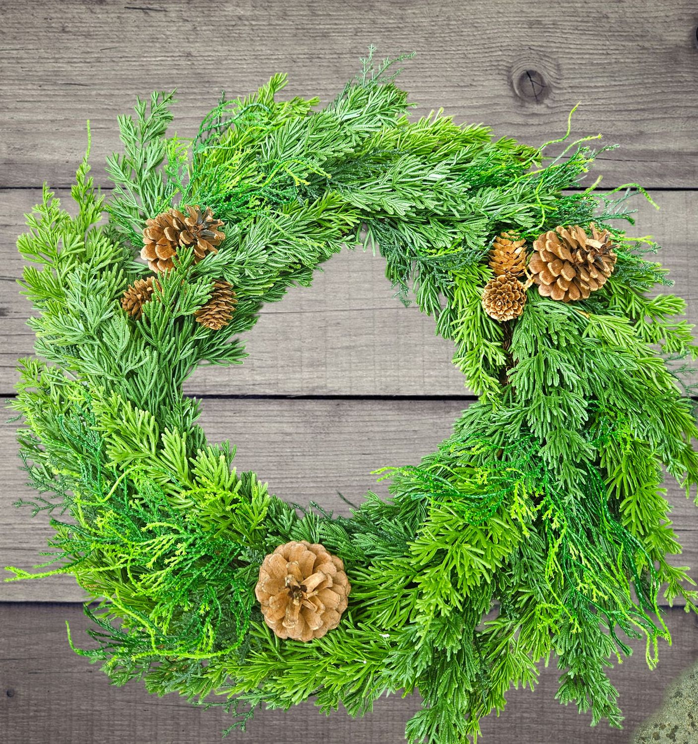 Corona de coníferas artificial, mixto, Ø 50 cm, Real Touch, verde