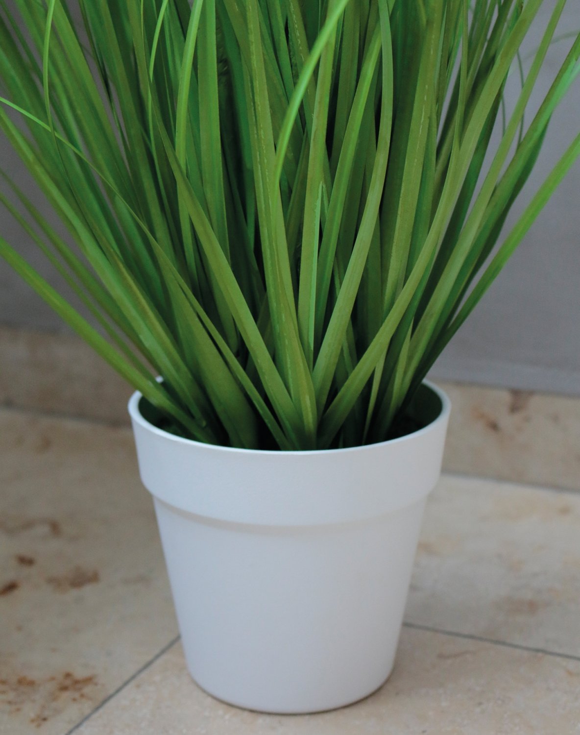 Artificial tuft of grass 'Chinese fountain grass', potted, 76 cm, green-white