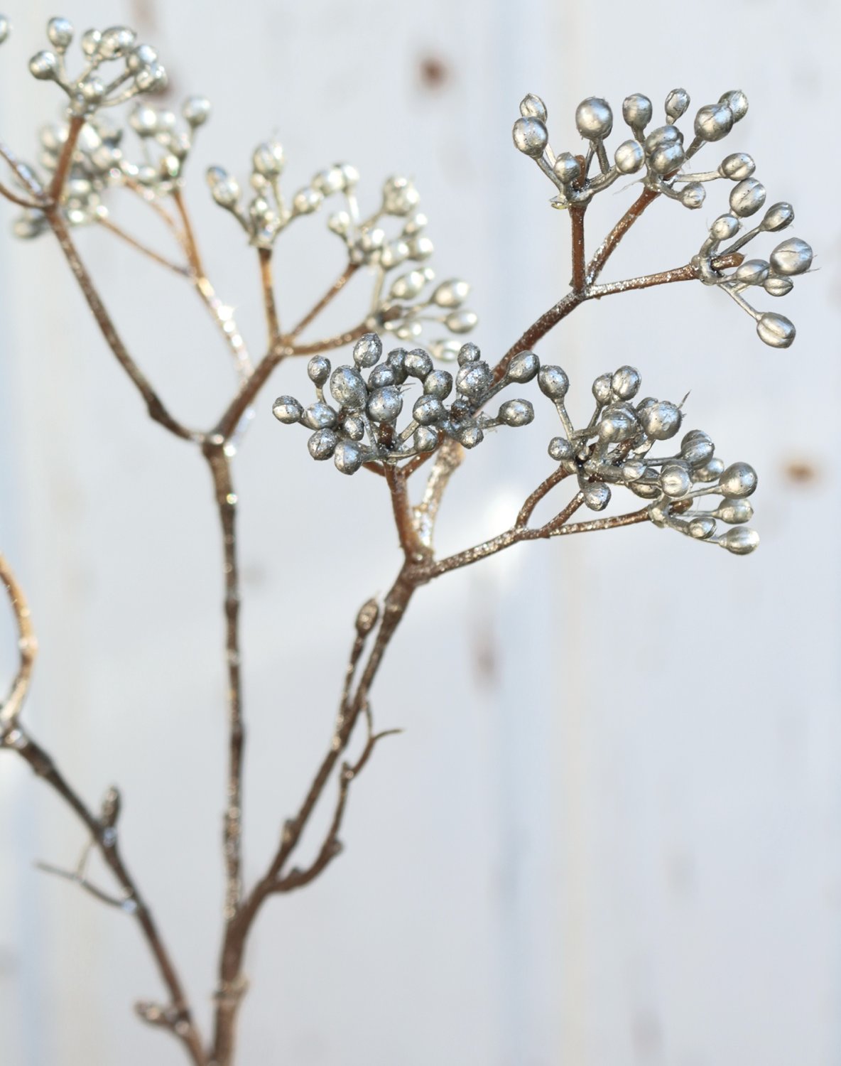 Faux berry stem, 41 cm, silver