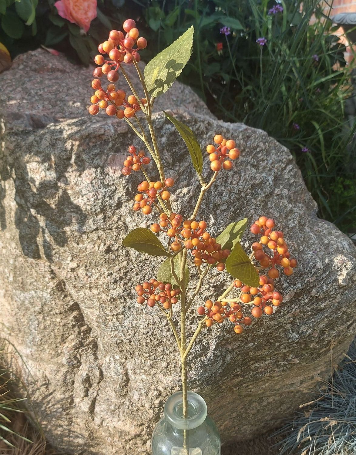 Decorative berry branch "Vintage", 78 cm, orange