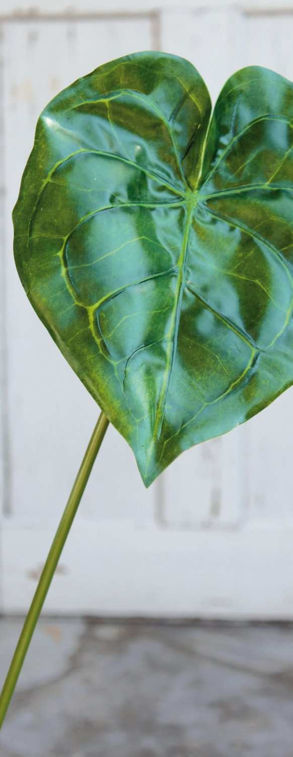 Foglia artificiale di anthurium, 67 cm (foglia 22 cm), verde