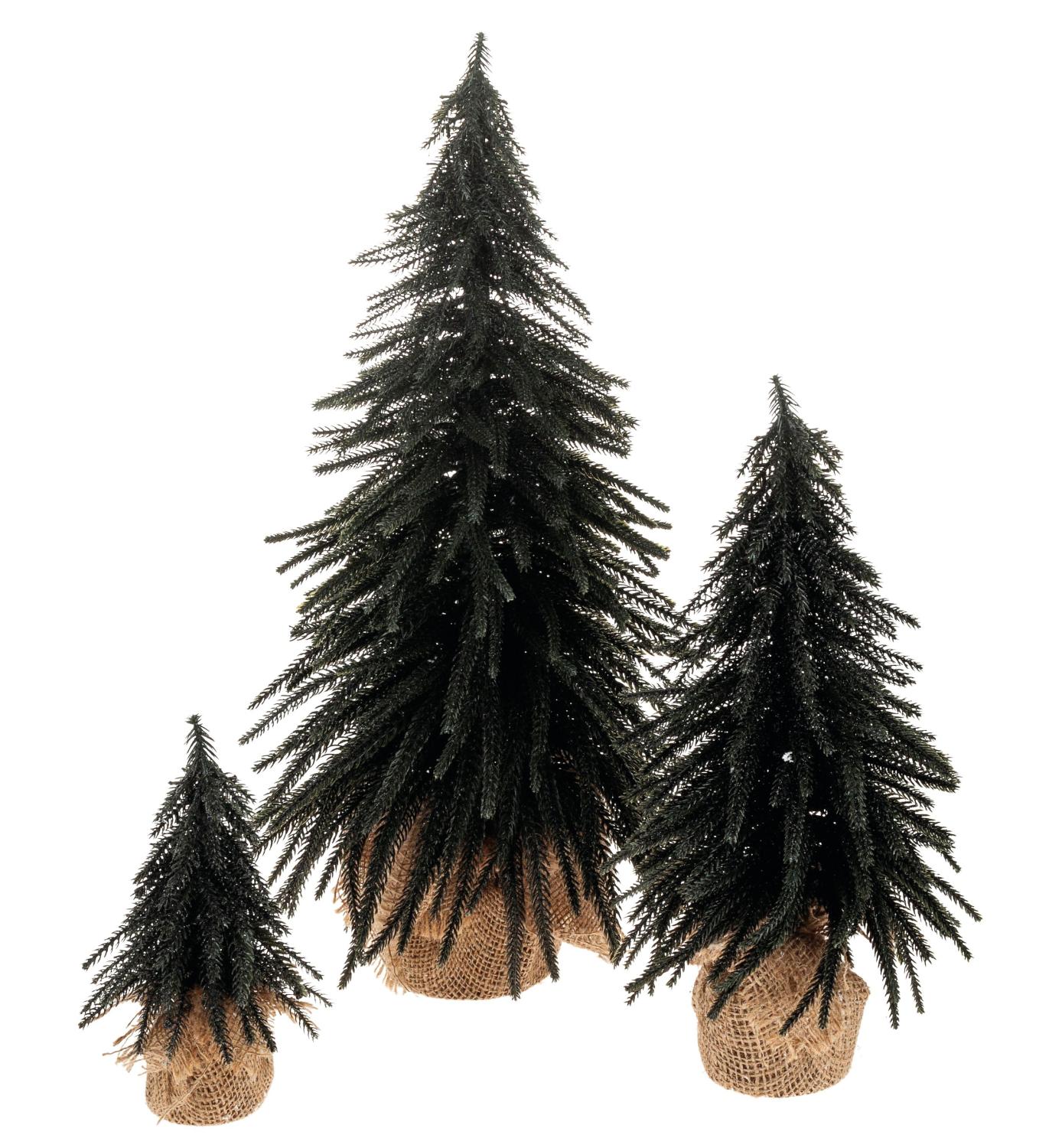 Albero di Natale artificiale in sacchetto di juta, 52 cm, nero-argento