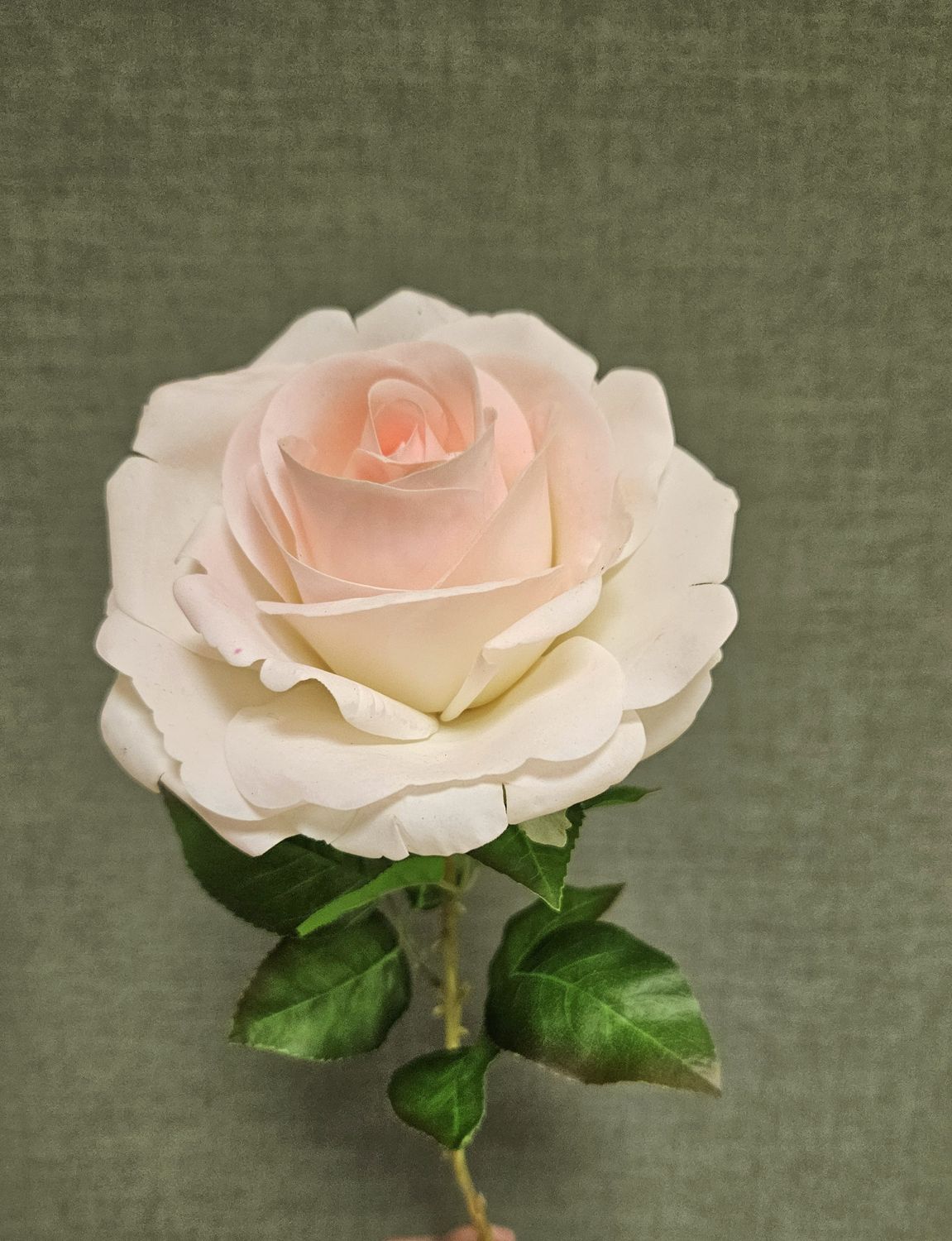 Kunstrose 'Gloria Dei', 56 cm (Blüte Ø 12 cm), Soft Feel, rosa-weiß