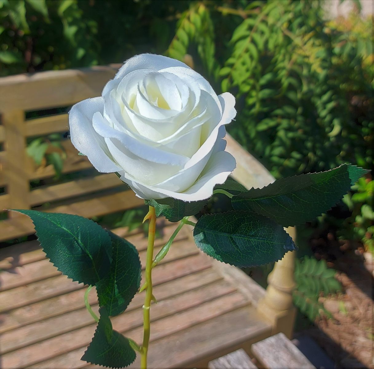 Artificial rose, 55 cm, Ø 7 cm, cream-white