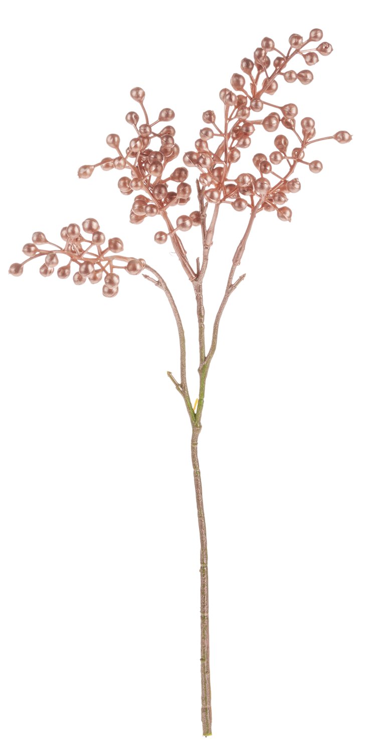 Artificial berry branch "Vintage", 40 cm, rose-gold