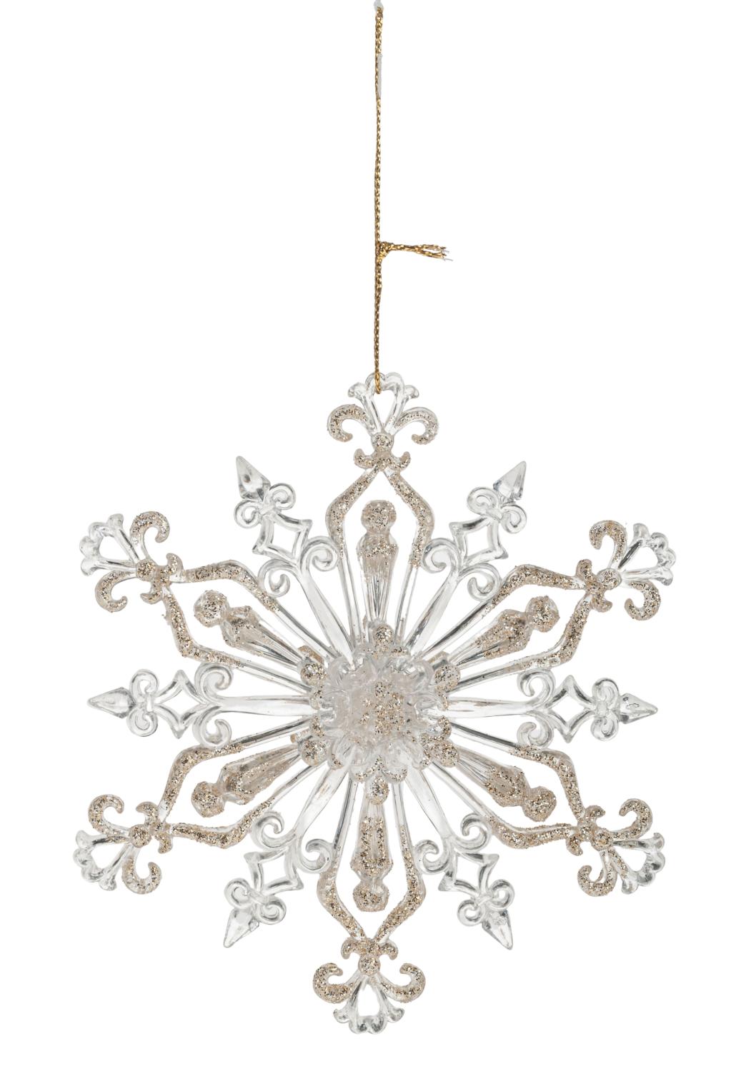 Cristallo di ghiaccio decorativo in acrilico, 2 pezzi, Ø 13 cm, bianco-oro