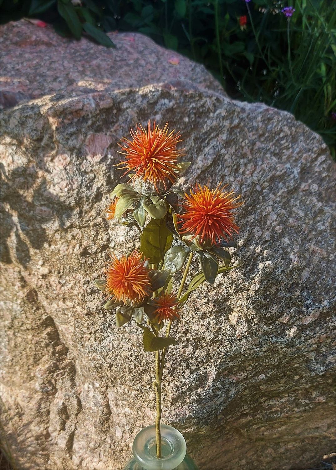 Künstliche Distel "Vintage", 3-fach, 57 cm, orange