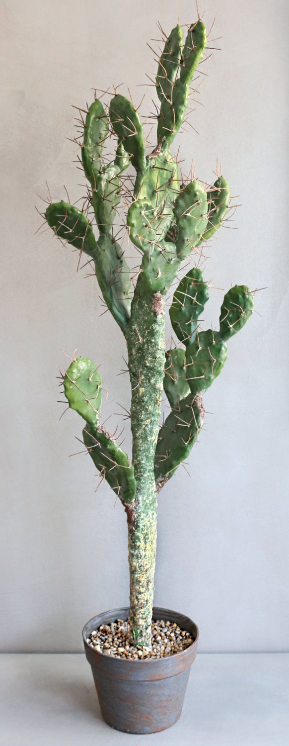 Artificial cactus prickly pear, potted, 105 cm, green