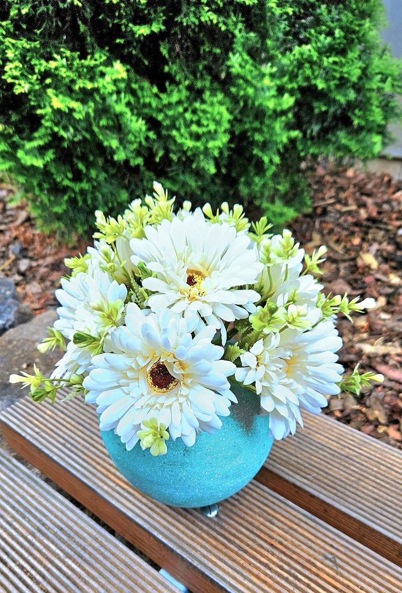 Kunstblumenstrauß Gerbera mit 7 Blüten, 30 cm, Ø 22 cm, creme-braun