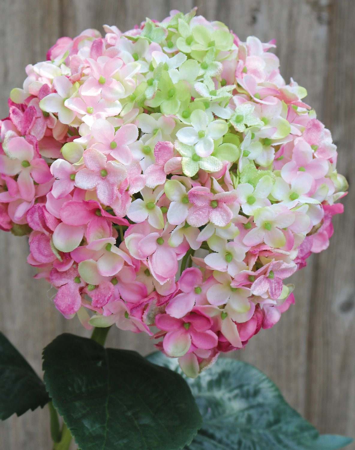 Faux hydrangea, 60 cm, pink-green