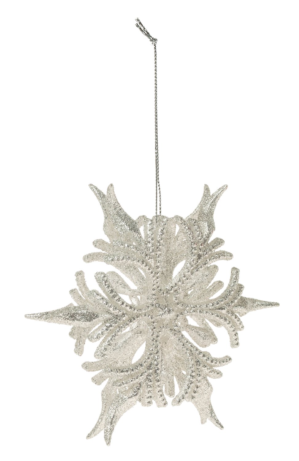 Cristallo di neve decorativo in acrilico, 2 pezzi, Ø 13 cm, argento