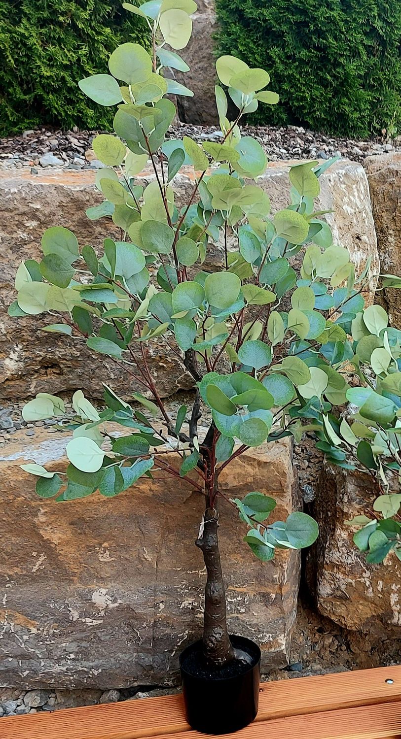 Künstlicher Eukalyptusbaum im Topf, 180 cm, frost-grün