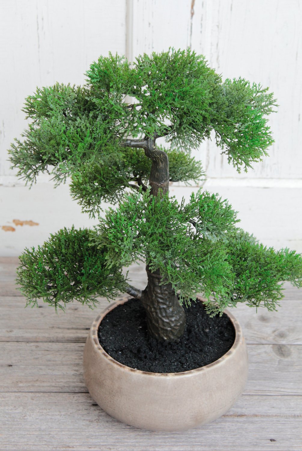 Künstliche Bonsai-Konifere in Keramiktopf, 46 cm, grün