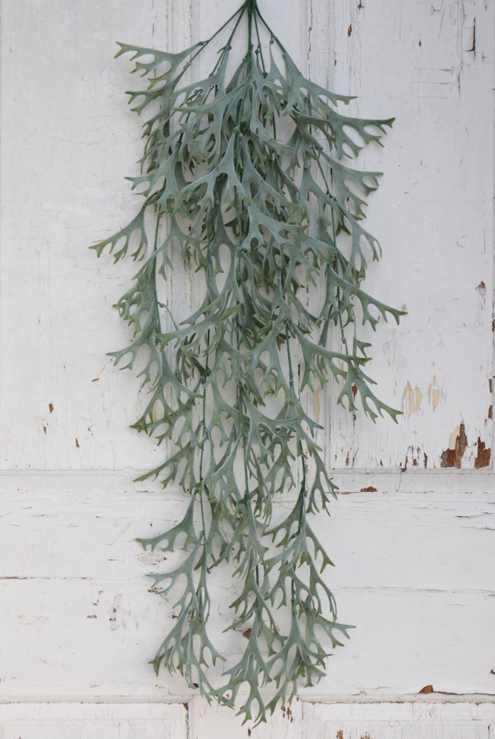 Künstlicher Geweihfarnhänger, 80 cm, grün-grau