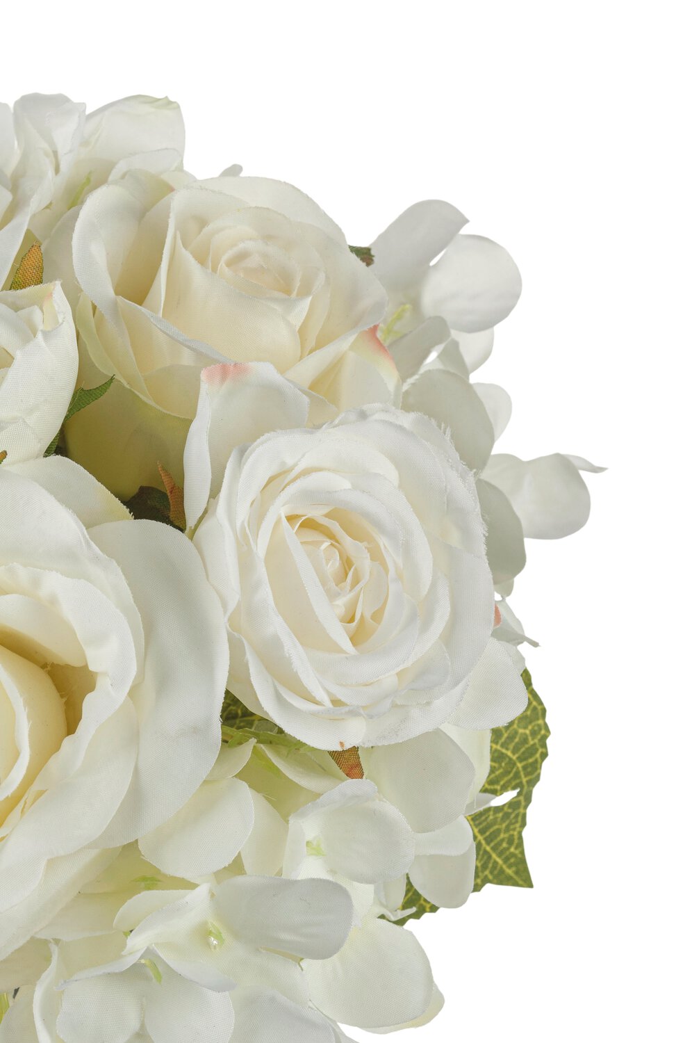 Bouquet artificiale di rose e ortensie, 9 pezzi, 25 cm, bianco