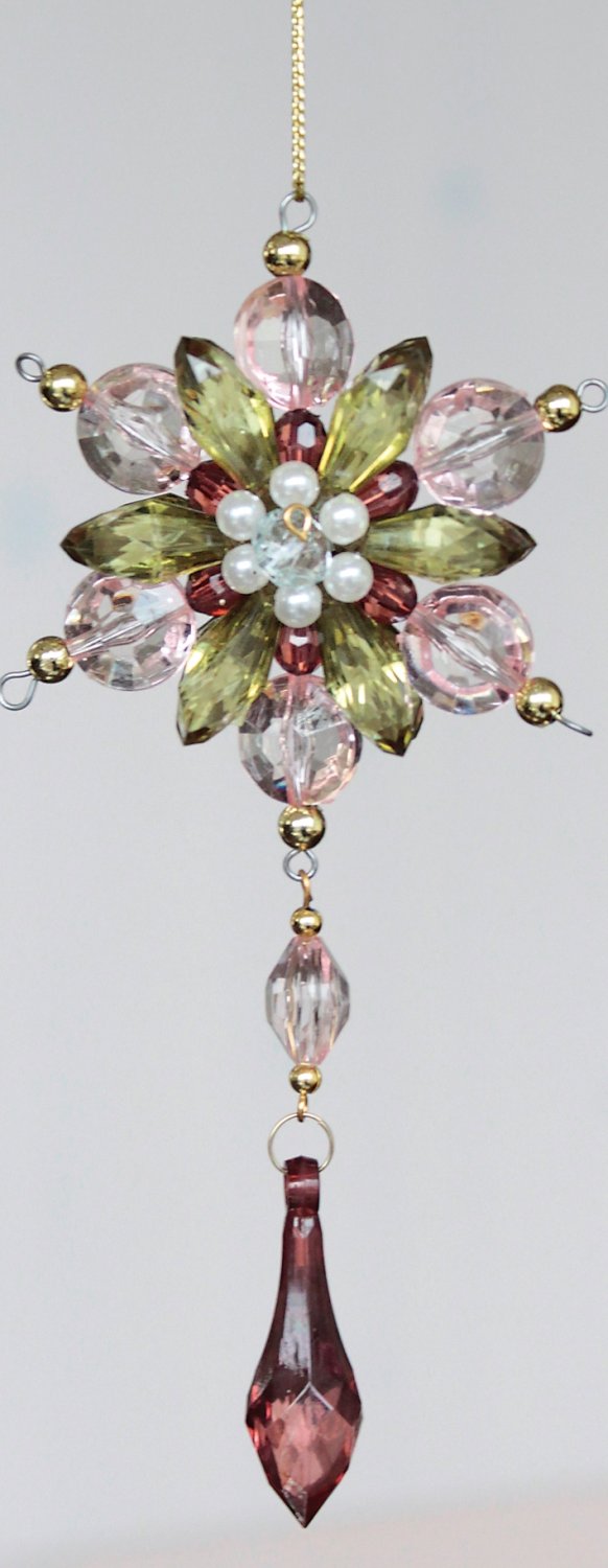 Deko Ornament, Acryl, 16 cm, grün-gold