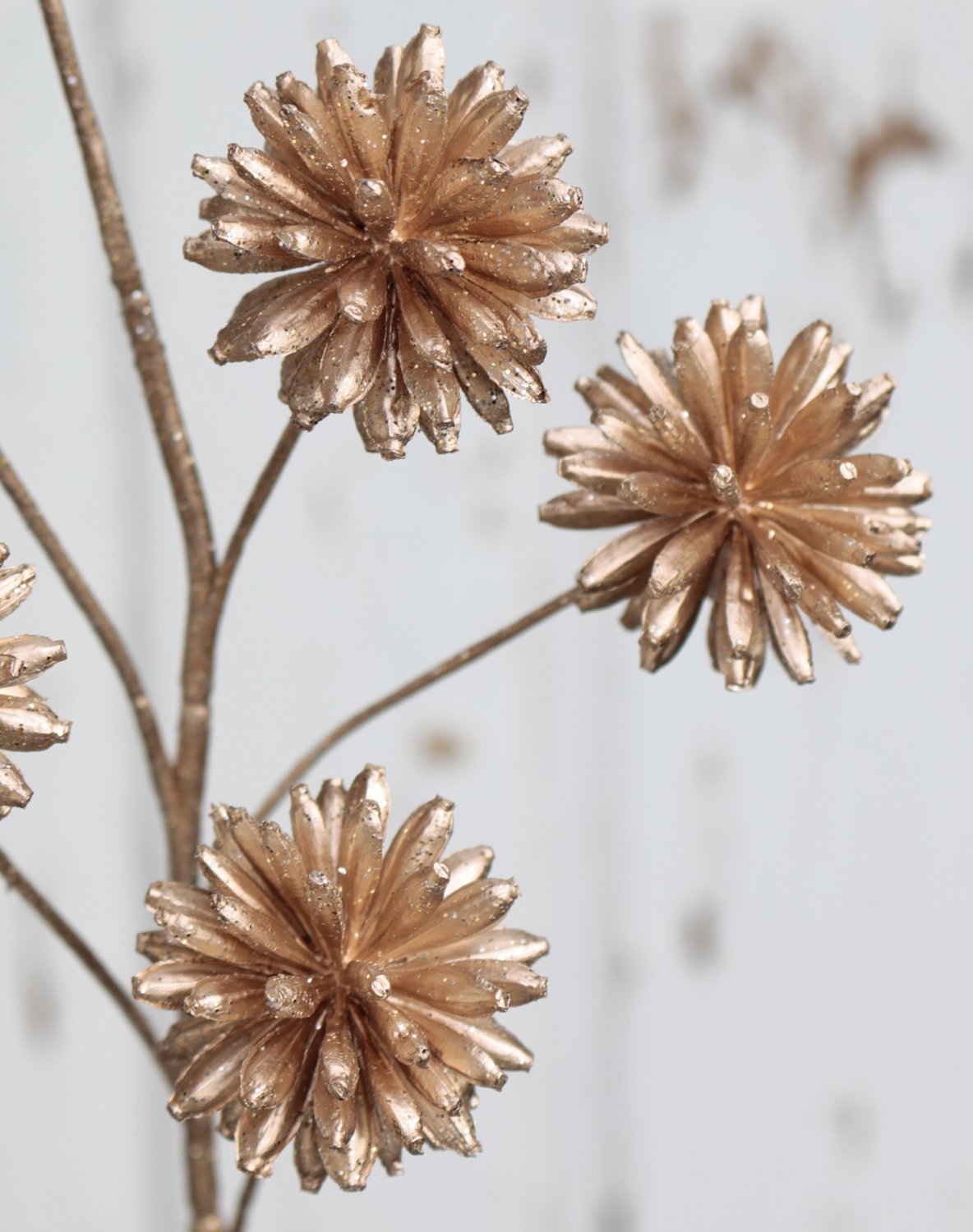 Faux decorative twig, 55 cm, champagne-camellia