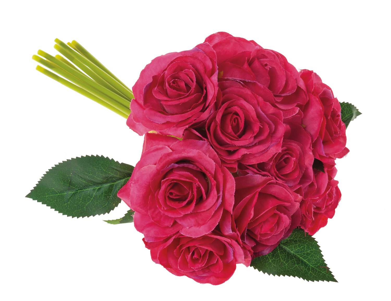 Künstlicher Rosenstrauß mit 9 Blüten, 25 cm, pink