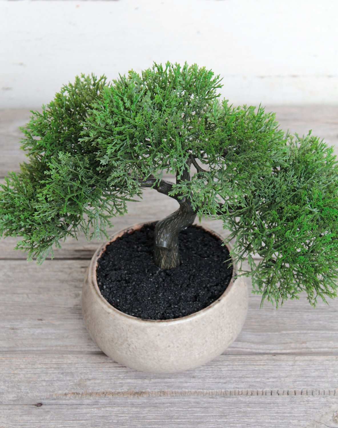 Künstliche Bonsai-Konifere in Keramiktopf, 23 cm, grün