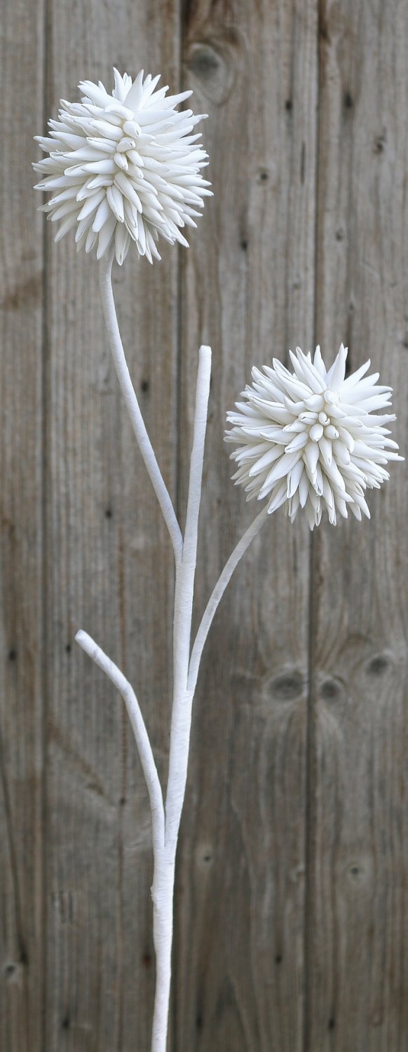 Artificial soft flower 'allium', 95 cm, pure white