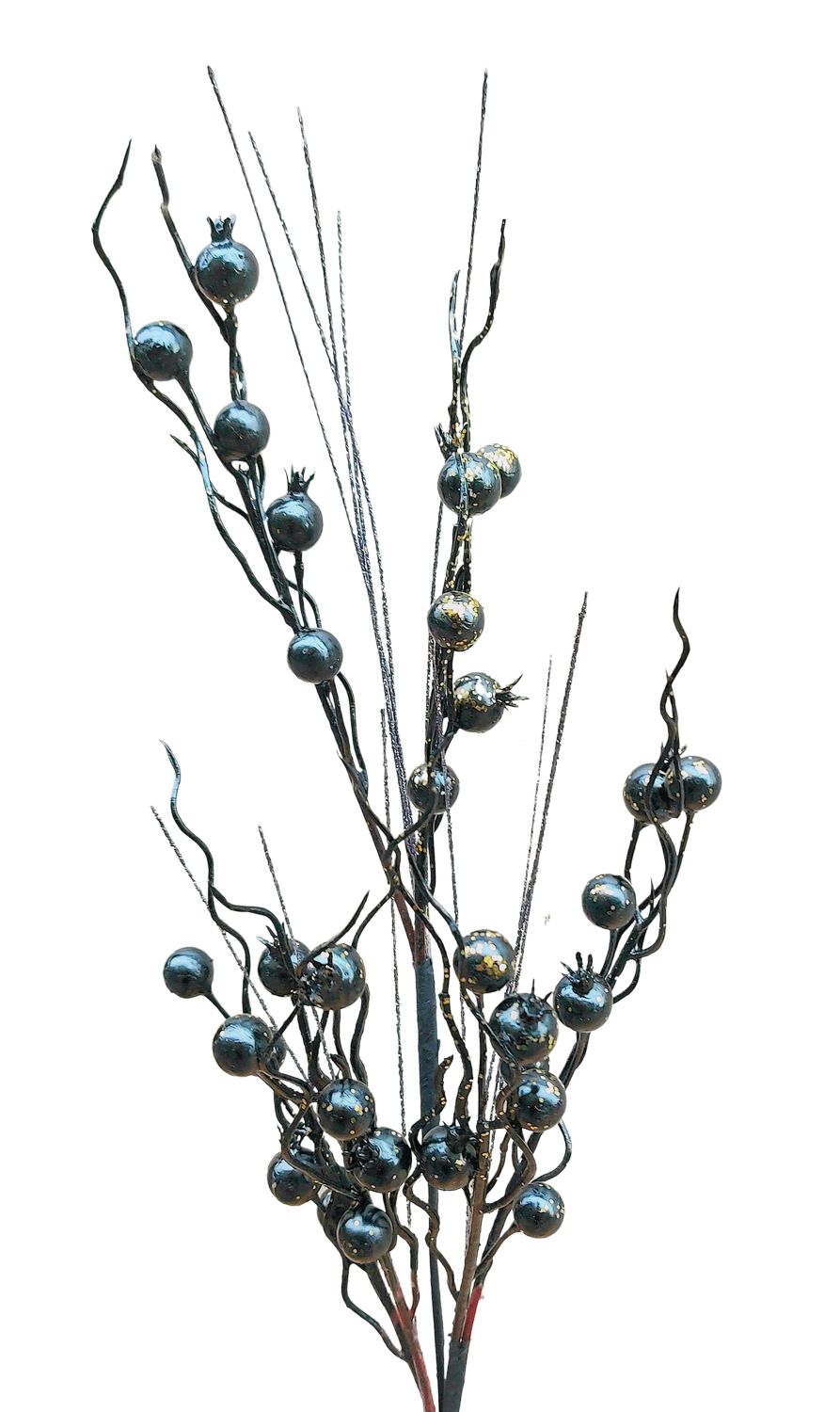 Artificial berry branch with glitter, 90 cm, black