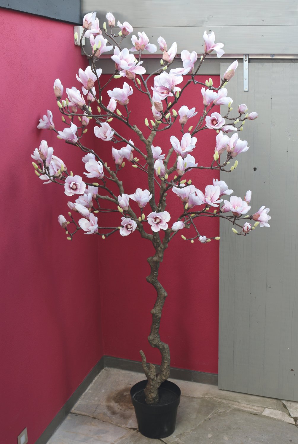 Künstlicher Magnolien Blütenbaum, getopft, 210 cm, weiß-rosa