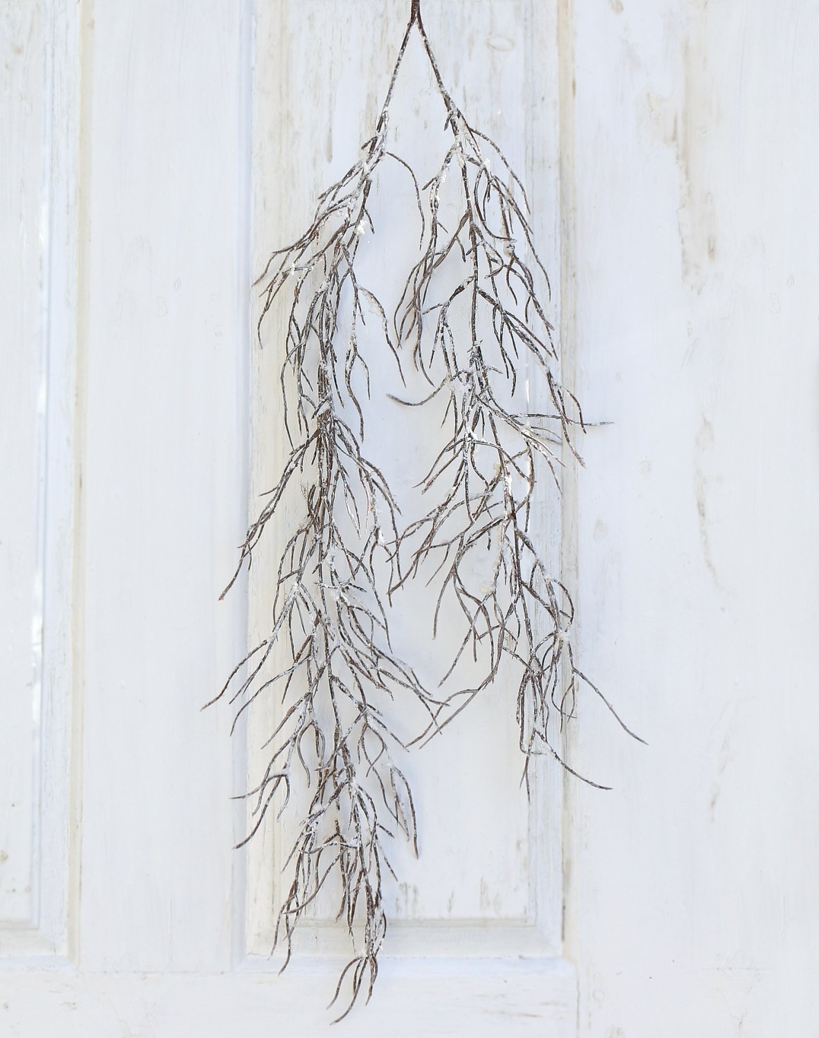 Künstlicher Dekozweig mit Schnee, 100 cm, frost-braun