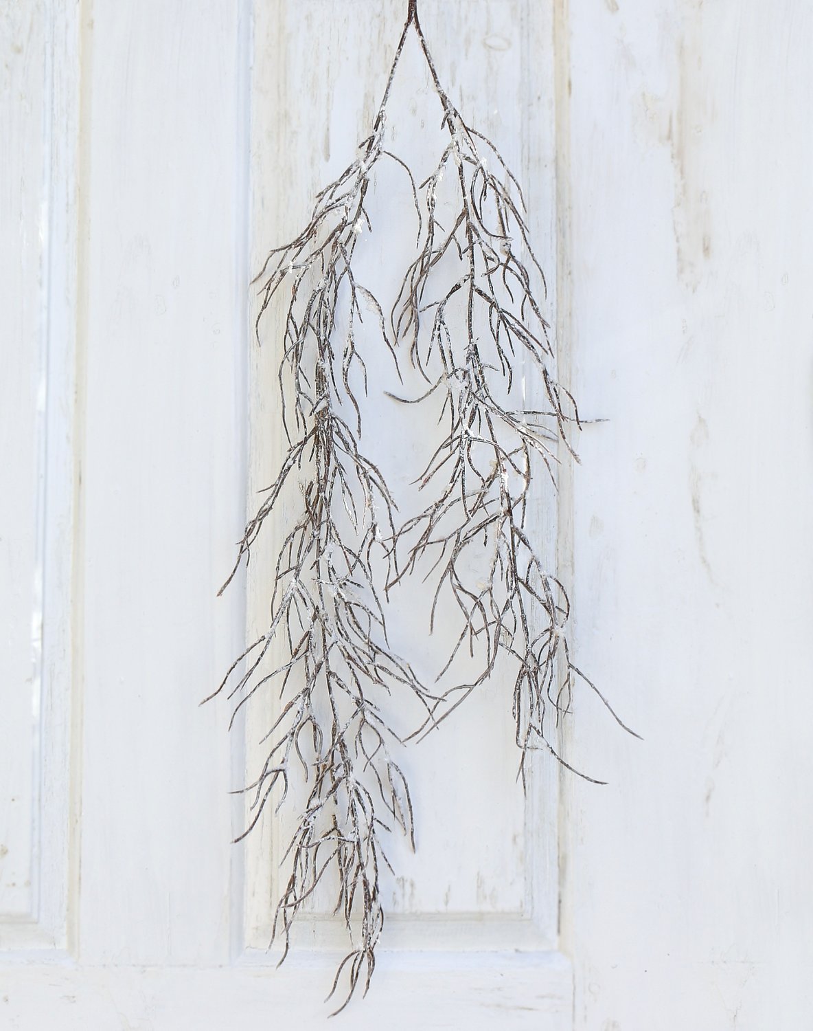 Ramo decorativo artificiale con neve, 100 cm, marrone-ghiaccio