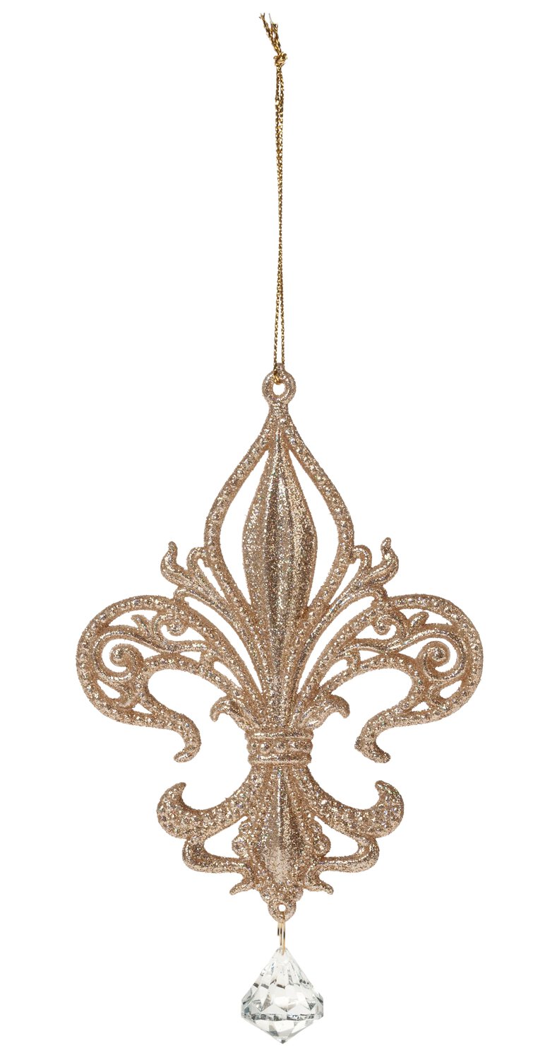 Deco ornament 'French lily' made of acrylic, 15 cm, thé-gold