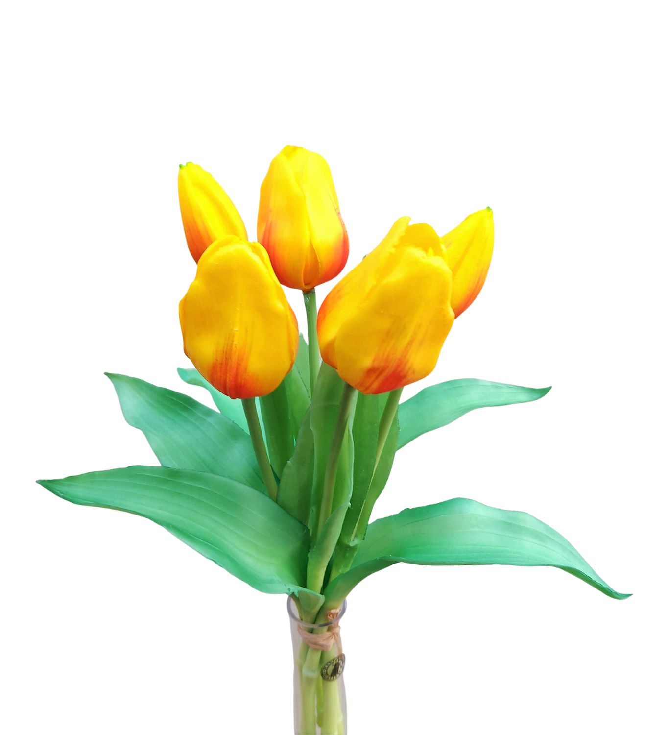 Mazzo di tulipani artificiali, 5 fiori, 28 cm, arancione