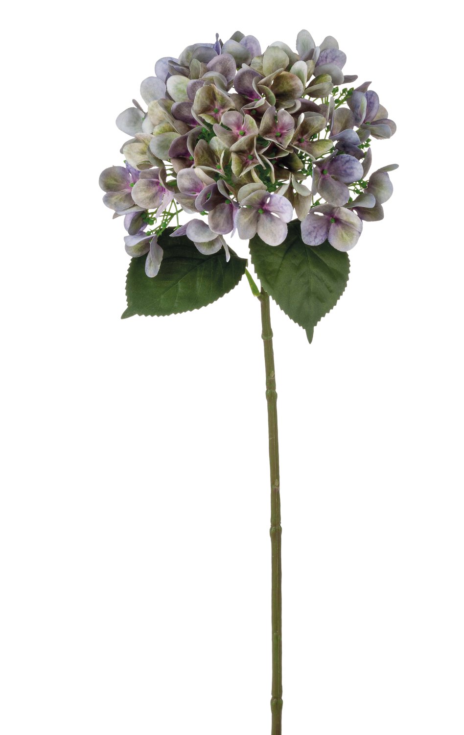 Ortensia artificiale, 65 cm, verde-viola