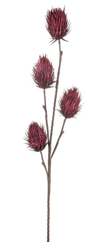 Deko Soft flower 'Distelzweig', 118 cm, rot-schwarz
