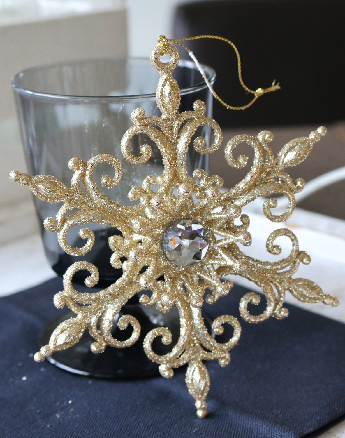 Deko Ornament, Acryl, Ø 14 cm, gold