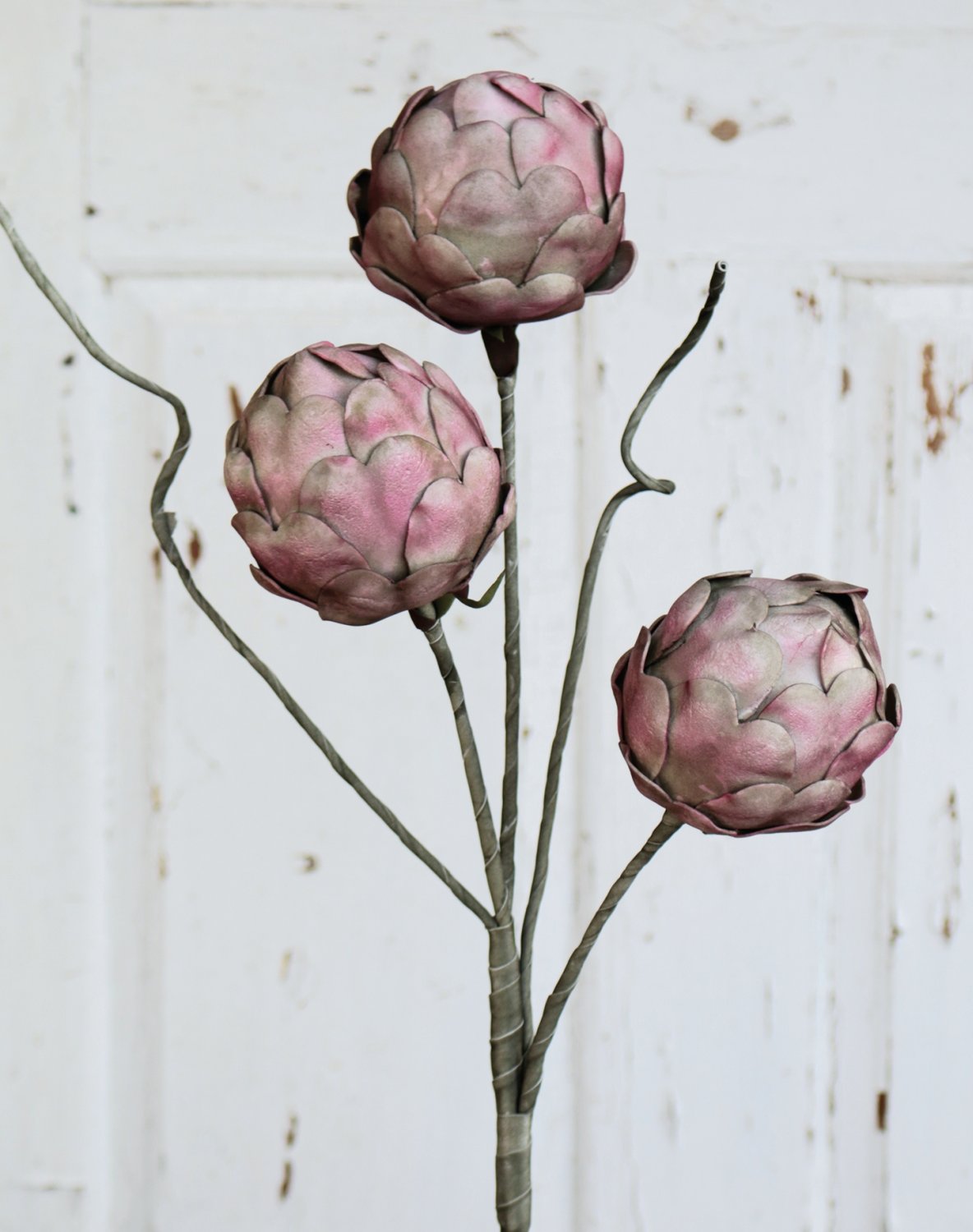 Künstliche Soft flower 'Artischocke', 60 cm, burgunder-grün