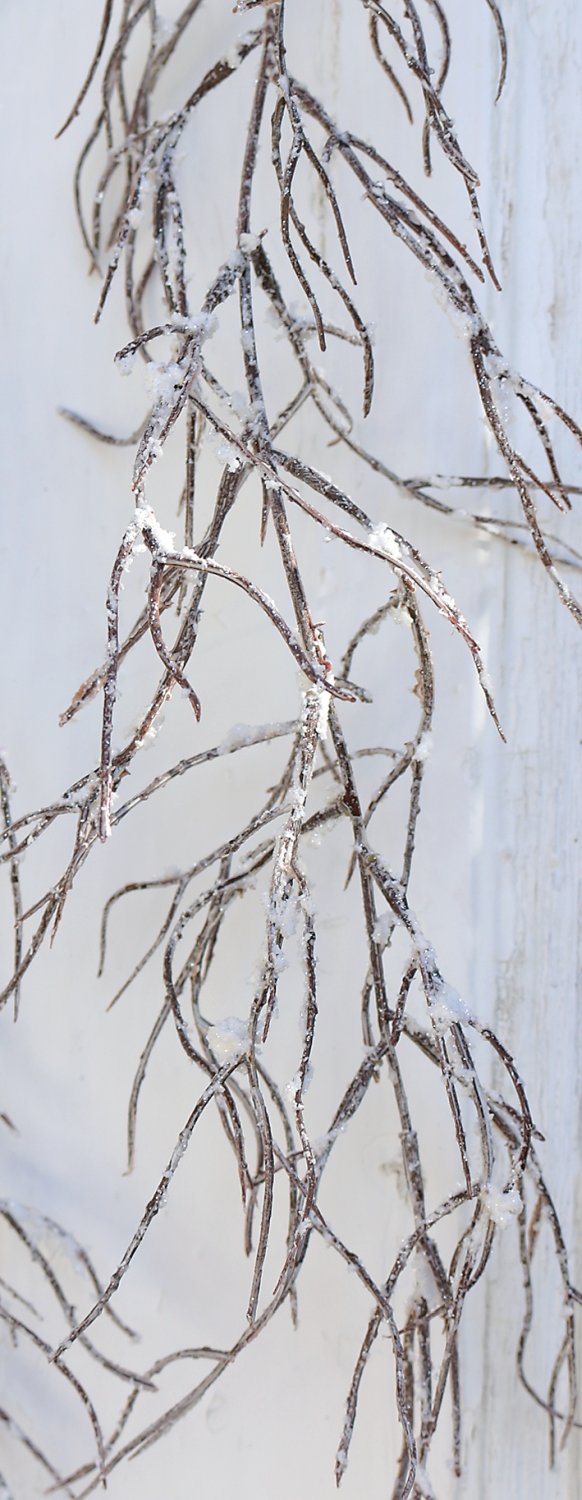 Künstlicher Dekozweig mit Schnee, 100 cm, frost-braun