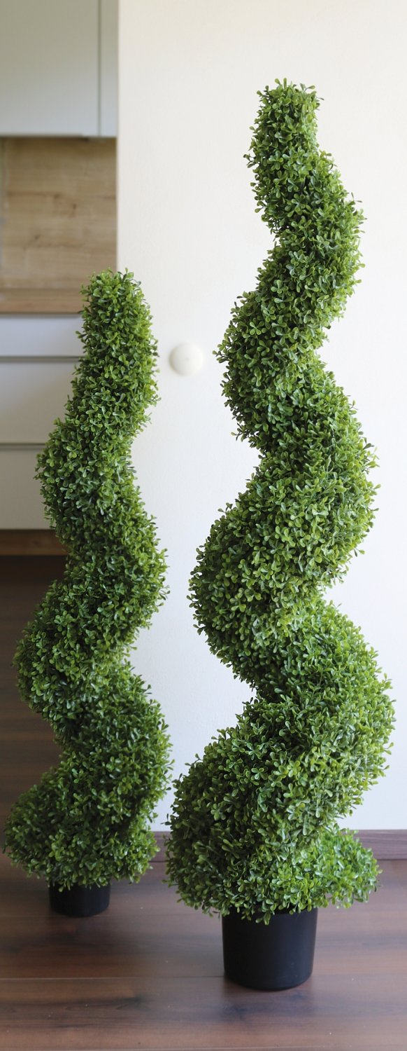 Künstliche Buchsbaum Spirale, getopft, 120 cm, grün