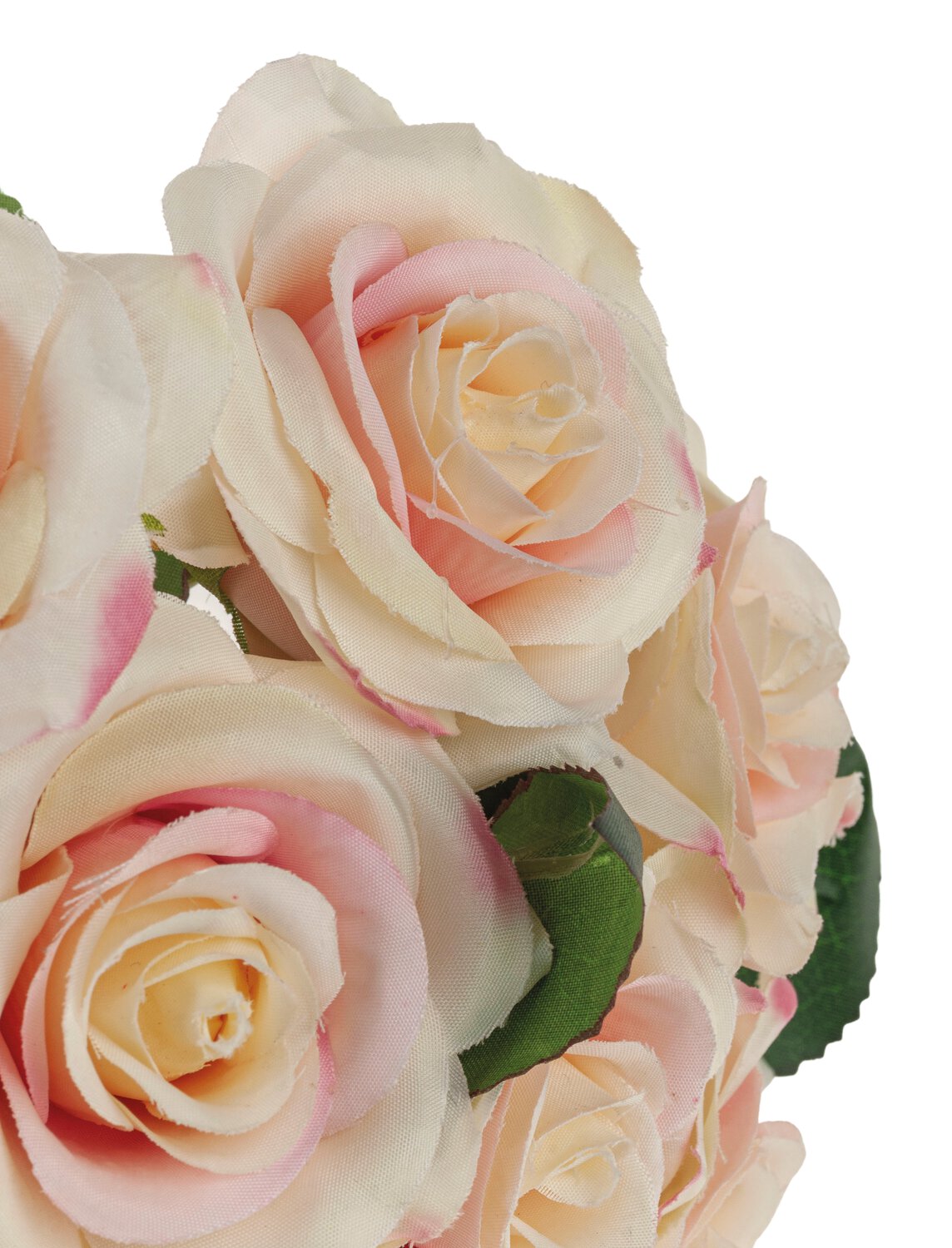 Faux bouquet of 9 roses, 25 cm, white-pink