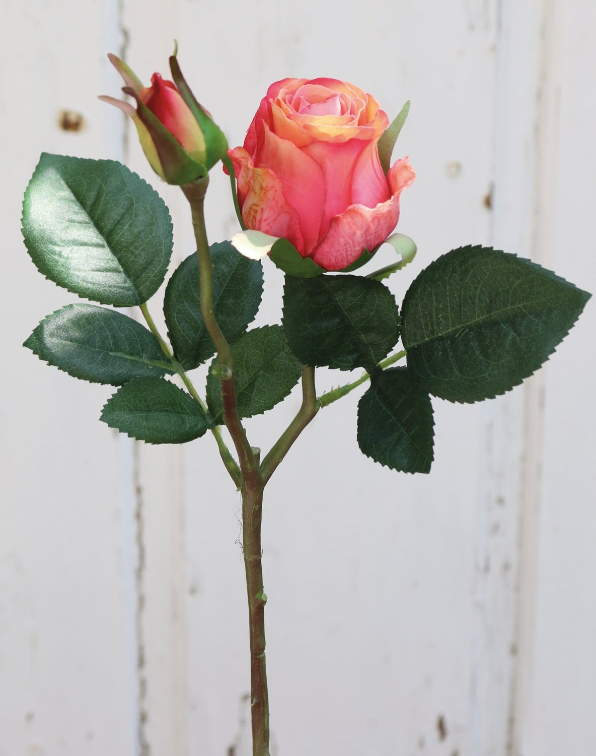 Silk rose, 1 flower, 1 bud, 45 cm, apricot